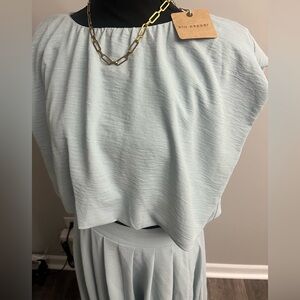 Blu Pepper Light Blue 2-Piece Elastic Set NWT